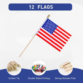 AEHKD flag on wooden stick with gold spear-top for desk display