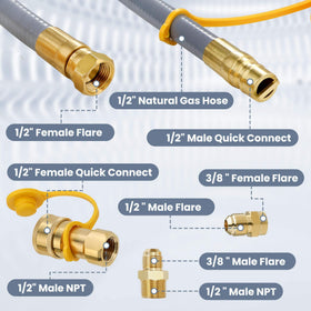 Aekops 1/2in male flare to 3/8in female flare adapter enables flexible piping