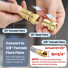 Aekops outdoor natural gas hose with durable brass fittings