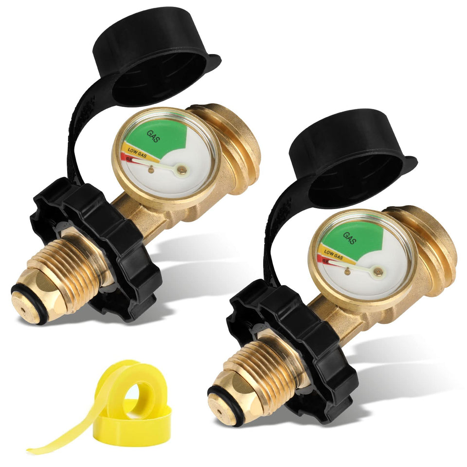 Aekops propane tank adapter with brass gauge for accurate readings during grilling