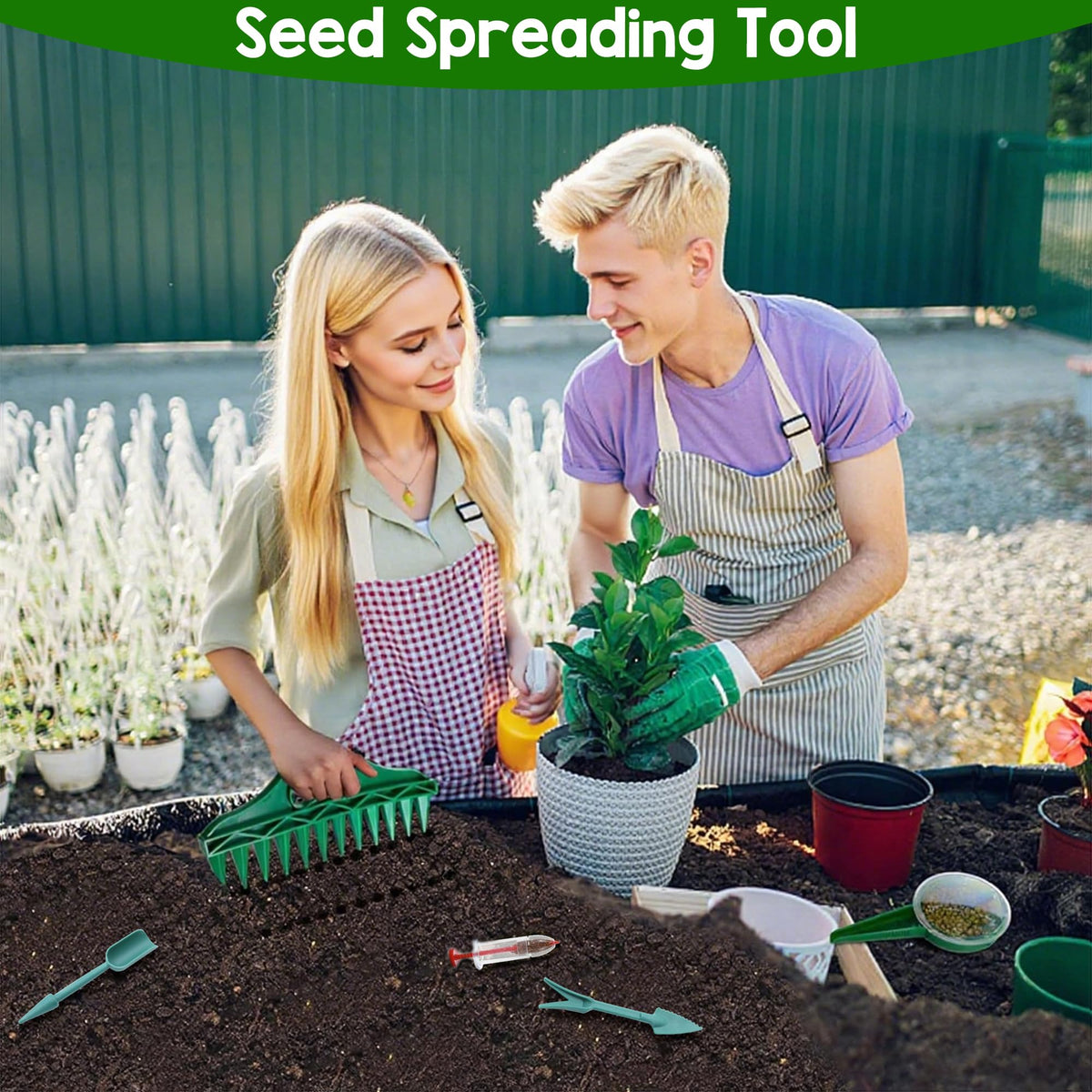 Aeloer 2025 upgraded mini seed dispenser with adjustable output dial.