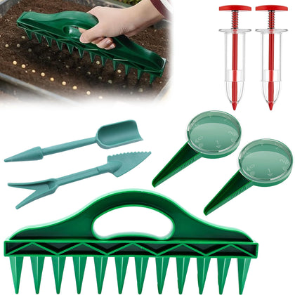 Aeloer seed spreader set in compact handheld form for precise sowing.