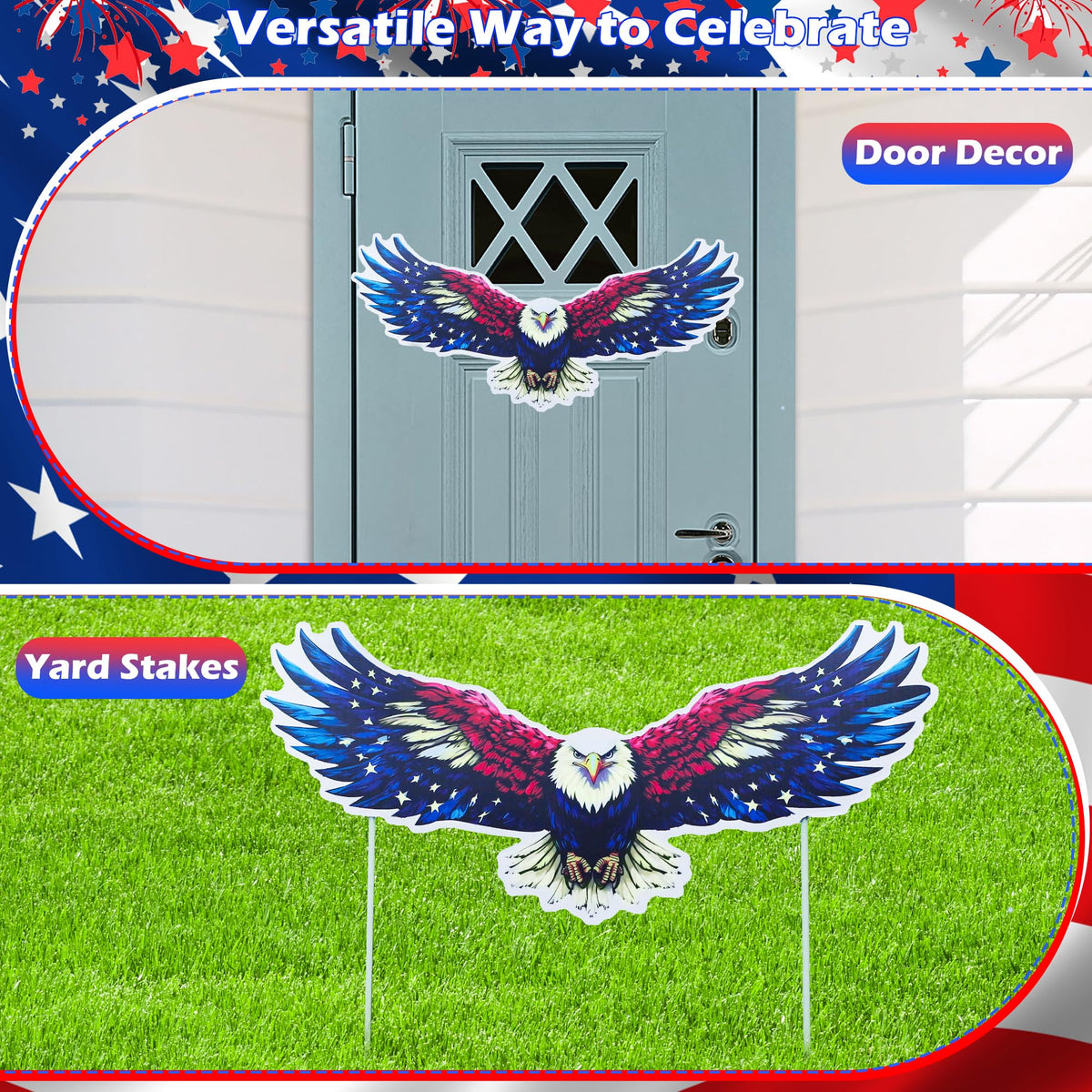 Aeloer blue-striped star sign brightens outdoor decor for July 4th