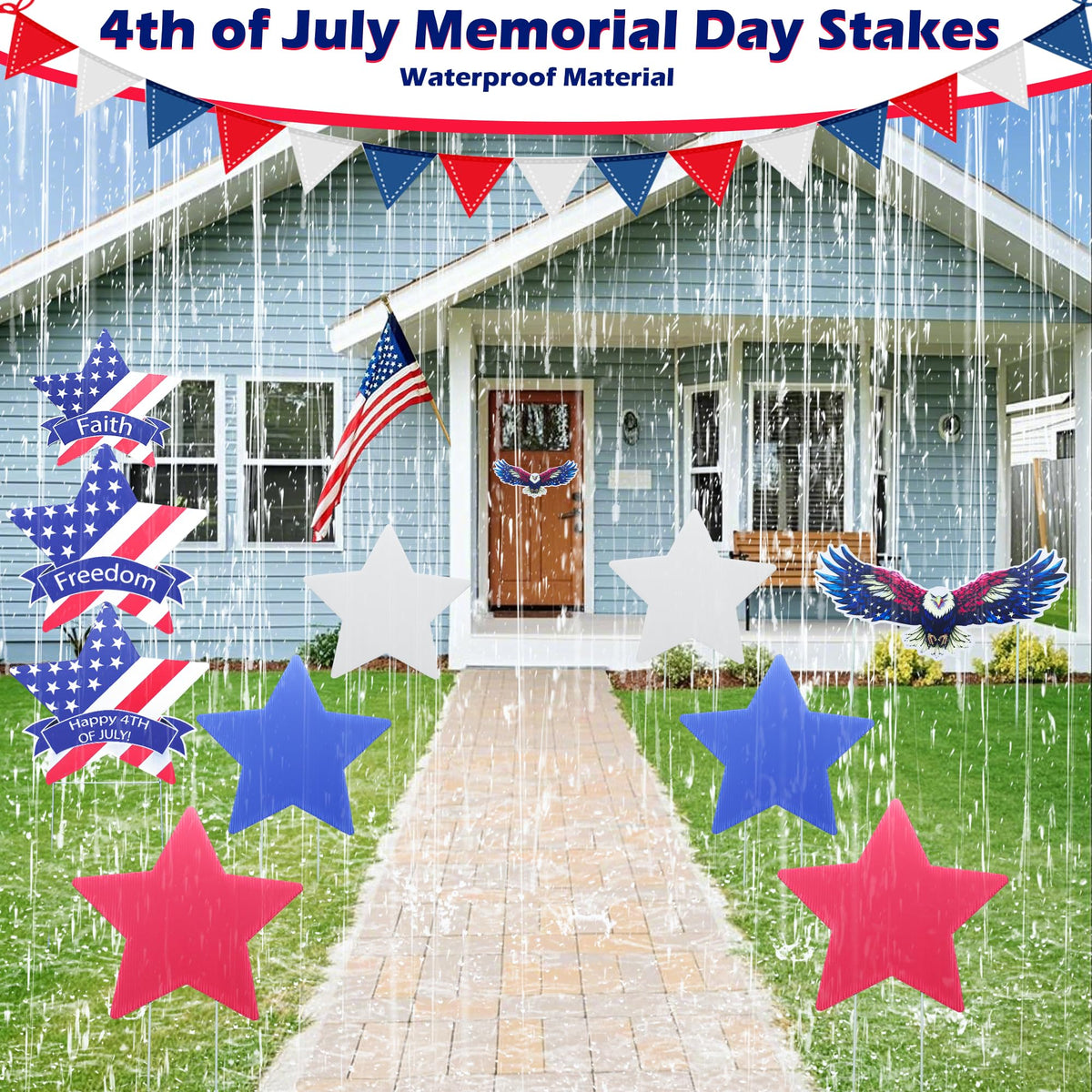 Aeloer red star sign creates vibrant patriotic accents on lawns
