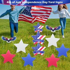 Aeloer star yard sign with red pattern adds festive patriotism outdoors