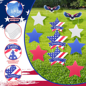 Aeloer star yard sign with white pattern enhances Memorial Day celebrations