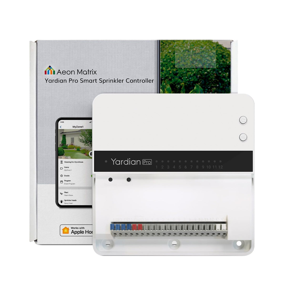 Compact Yardian Pro design fits existing irrigation boxes neatly