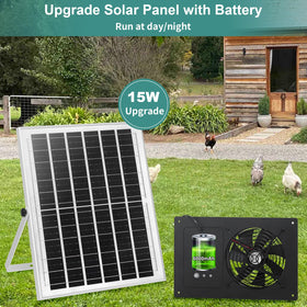 AEQ solar powered fan with battery backup supports night ventilation
