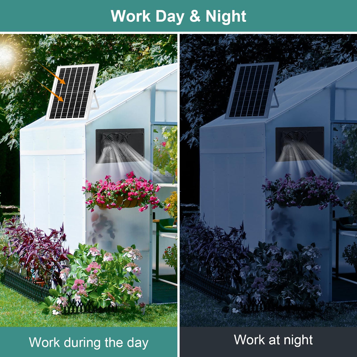 AEQ compact design solar fan for versatile wall mounting