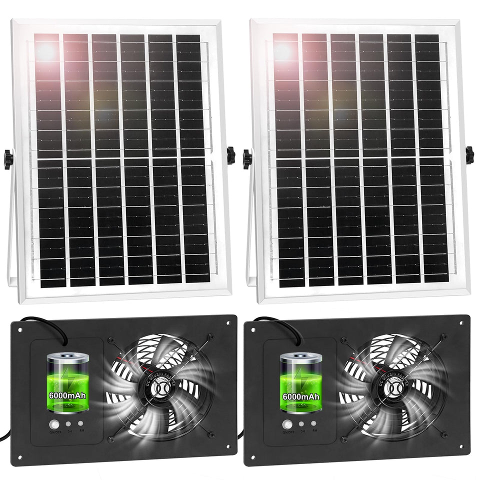 AEQ solar powered fan with panel and fan assembly cools chicken coops efficiently