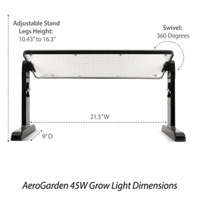 AeroGarden 45W LED grow light panel compatible with soil hydroponics and aquaponics