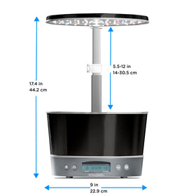 AeroGarden Harvest Elite 360 grow deck holds six plants up to 12 inches tall.