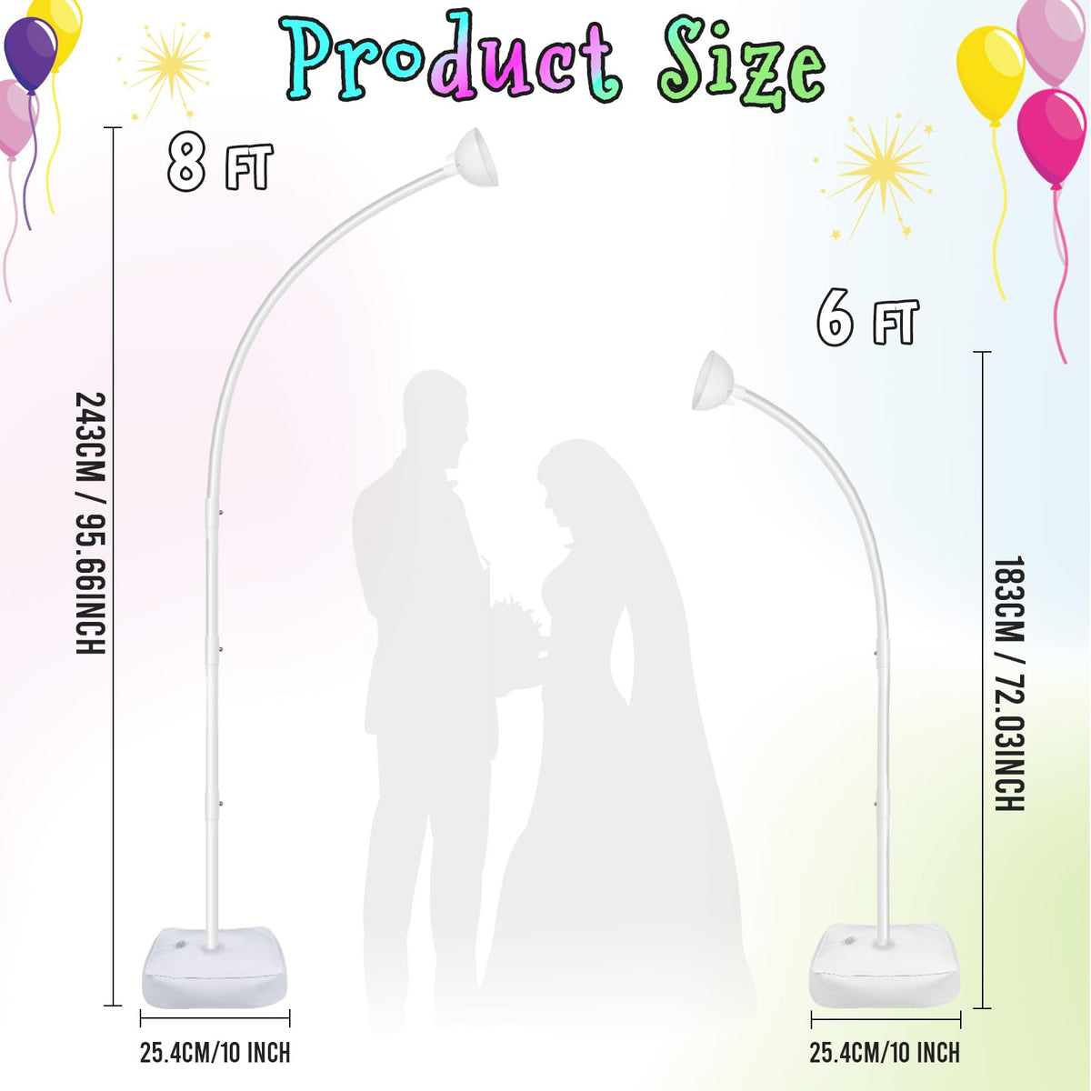 AerWo balloon arch stand base stabilizes the display for safety.