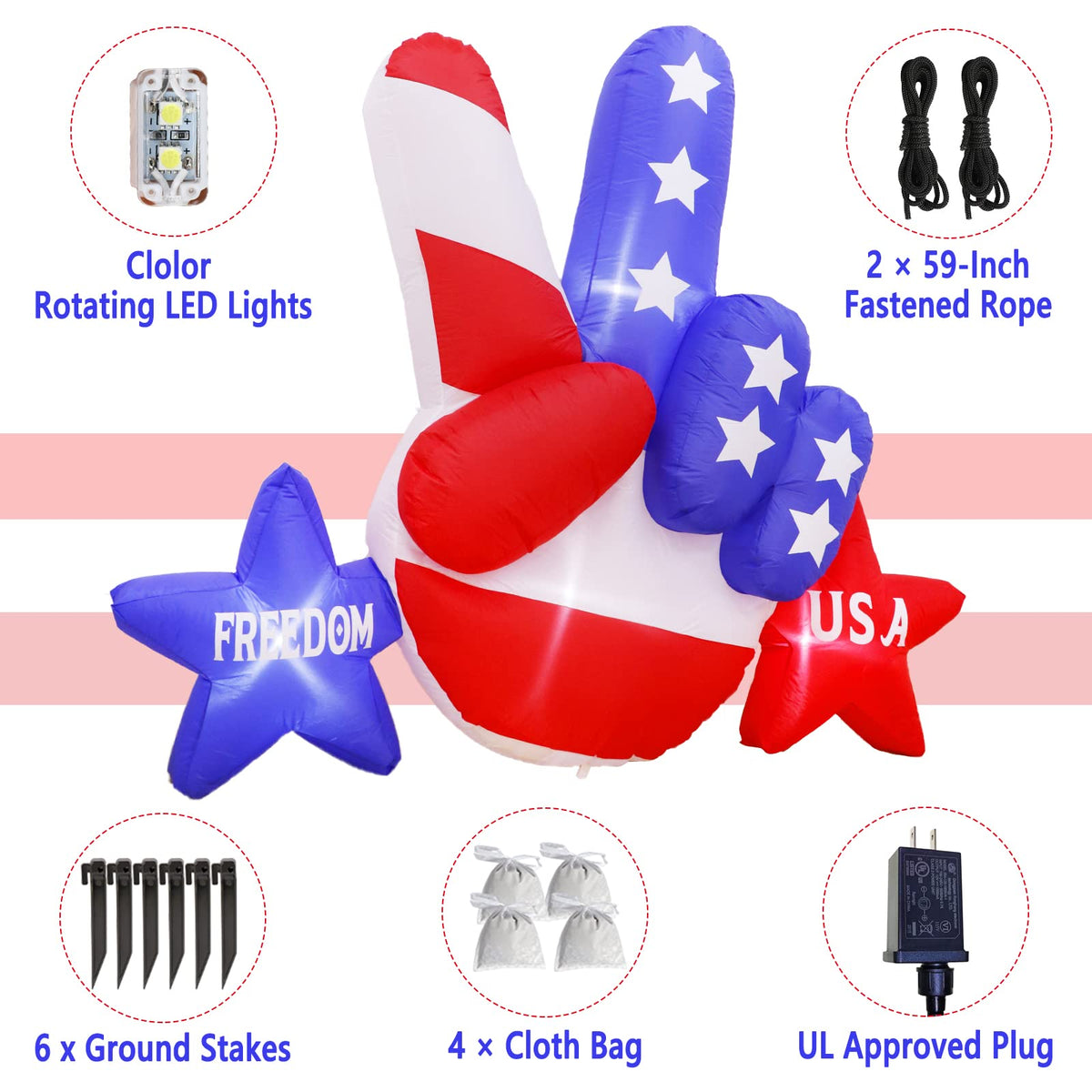 AerWo nighttime patriotic inflatable lights up the garden for gatherings.