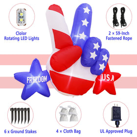 AerWo nighttime patriotic inflatable lights up the garden for gatherings.