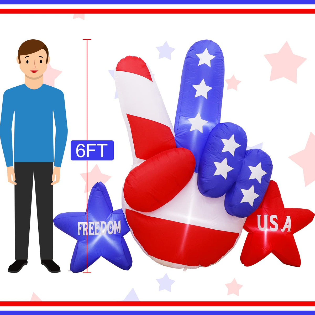 AerWo outdoor yard patriotic decor inflatable enhances curb appeal with bright LED illumination.