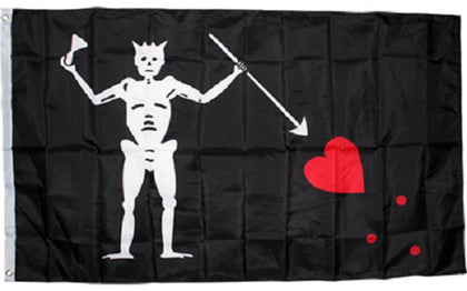 AES Blackbeard pirate flag in rugged nylon, fade-resistant outdoor display for yard or porch use