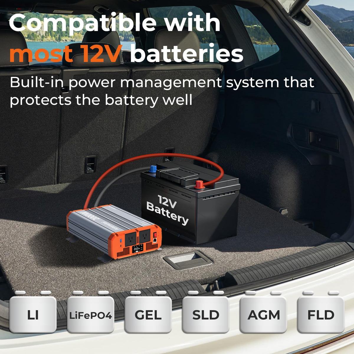 Ideal for camping, RVs, and off-grid sheds powering lights and devices.
