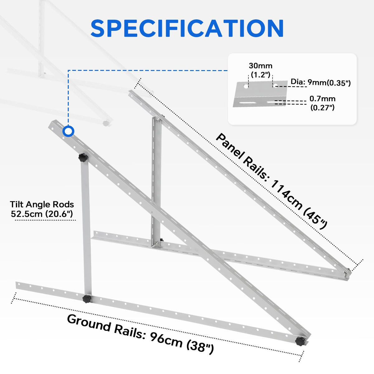 AeternaSol tilt brackets 0-90 degrees enabling optimal sun exposure for panels.