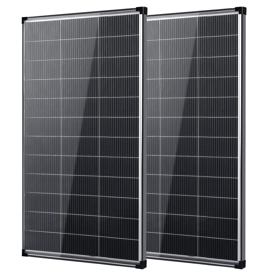AeternaSol 200W bifacial panel front view highlighting high‑efficiency cells
