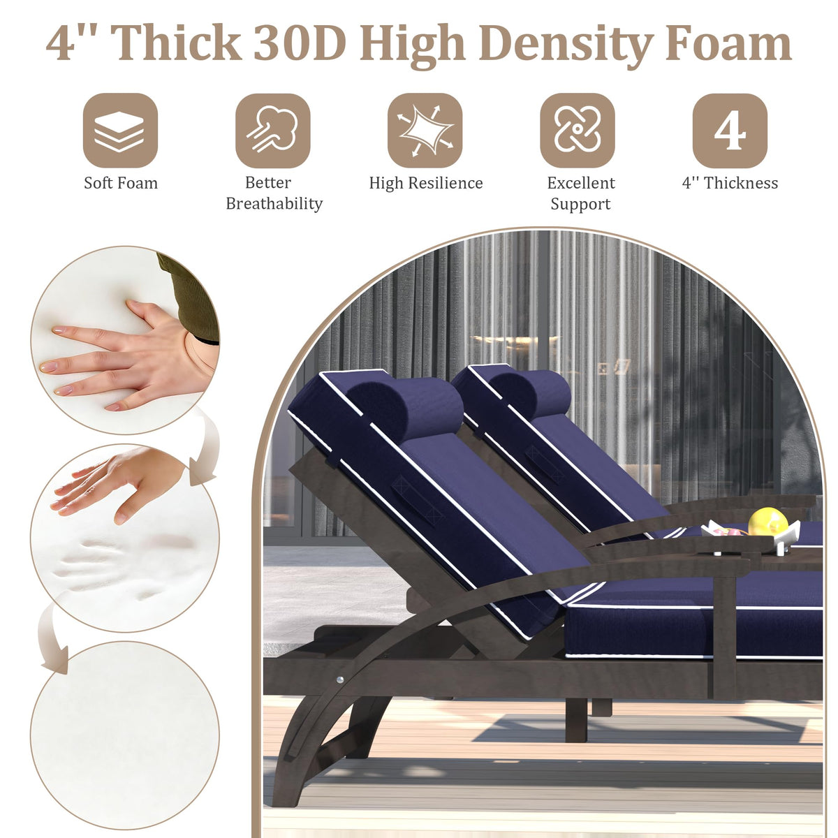 Aevum azn cushions secured with adjustable straps on a lounge