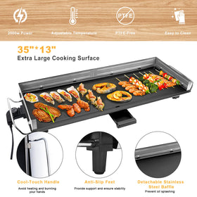 AEWHALE detachable stainless steel baffle reduces grease splatters during cooking.