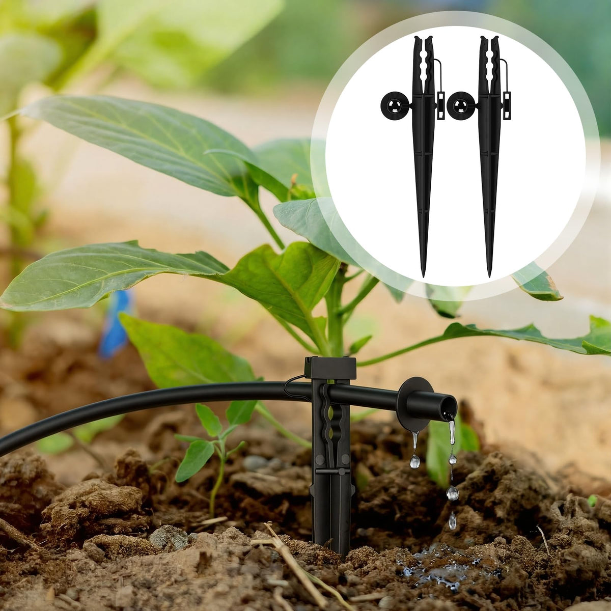Afarnook black plastic stake durable for outdoor use in all weather.
