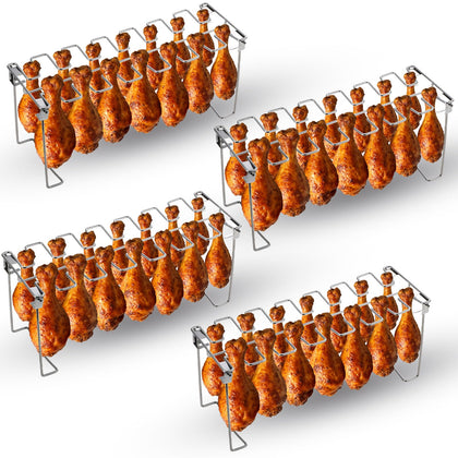 Afarnook chicken leg rack with 14 slots for upright grilling and even heat distribution.