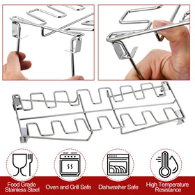 Afarnook stainless steel chicken rack is durable and heat resistant for grill use.