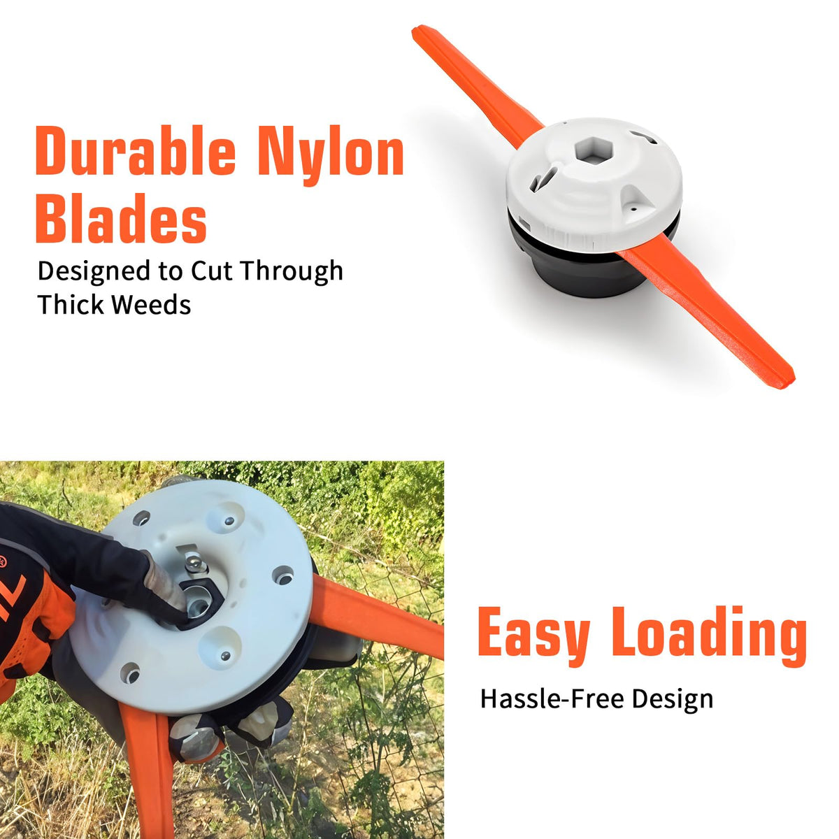 Afcabakila orange blades improve visibility during trimming tasks