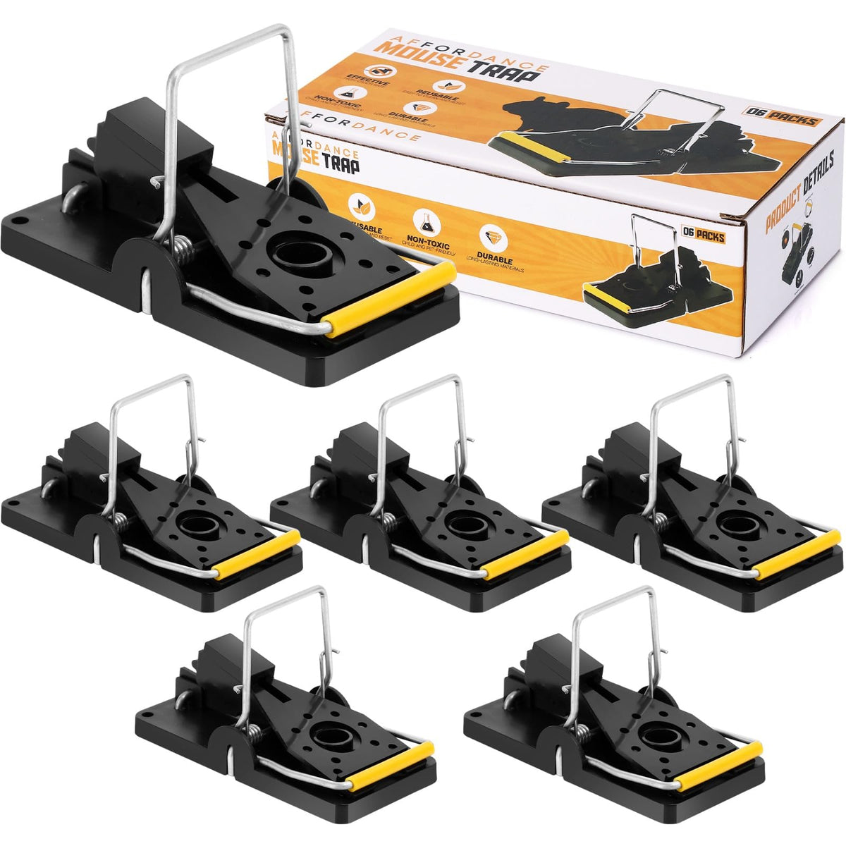 AFFORDANCIA mouse trap indoor front view shows large, sturdy design for tough infestations