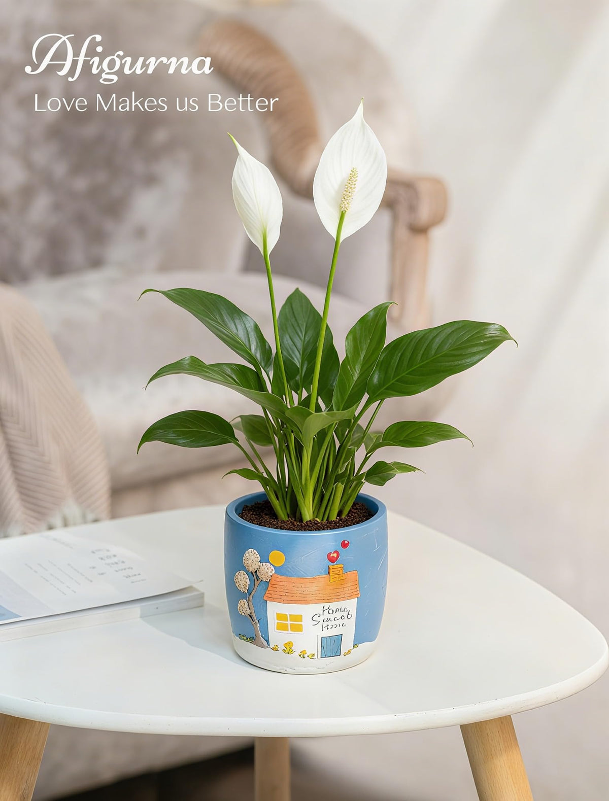 Afigurna Durable resin planter, 5.3 inches tall, suited for indoor and outdoor settings