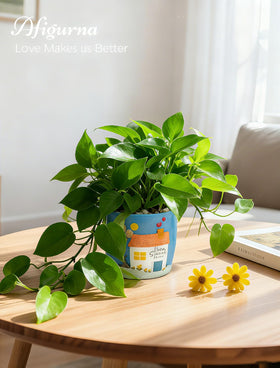 Afigurna Planter featuring glowing windows and heart-shaped smoke enhances cozy decor