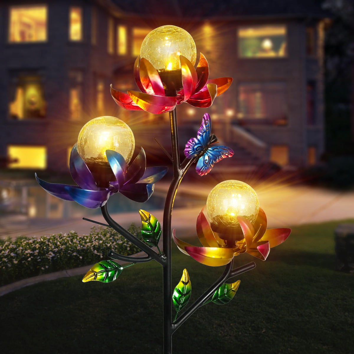 Afirst patio yard art solar decor brightens outdoor spaces