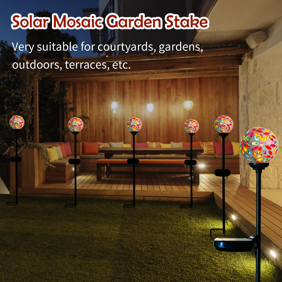 Afirst solar ball light closeup reveals crackle-glass detail that refracts light beautifully.