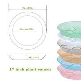 Afrine 2-pack plant saucer 17-inch side view shows sturdy, heavy-duty design.