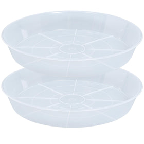Afrine 2-pack plant saucer 17-inch top view prevents spills and surface stains.