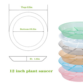 Afrine heavy-duty plastic plant saucer, 12-inch, lightweight yet sturdy.