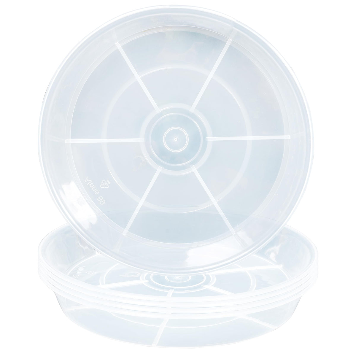 Afrine 10-inch plant saucer in clear plastic, ideal for indoor use and catching excess water