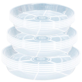 Afrine plant saucer 6-inch clear drip tray for indoor pots, catches excess water.
