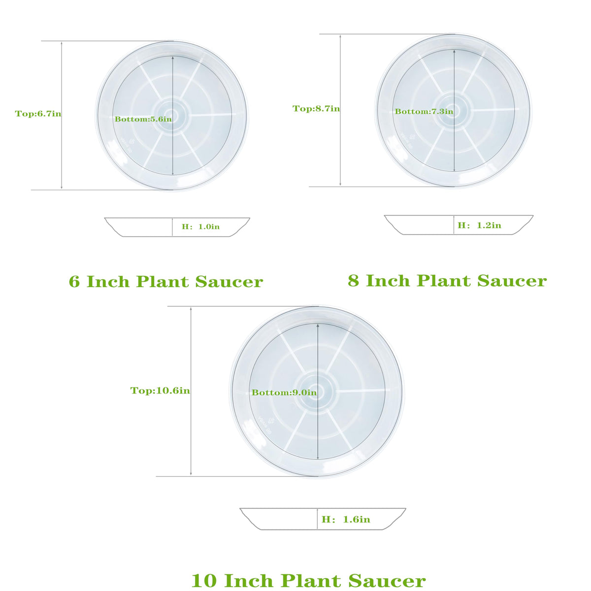 Afrine plant saucer 8-inch clear drip tray, protects surfaces from spills.
