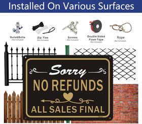Afuven No Refunds Sign 10x7 waterproof and dust-proof for durable, long-lasting use