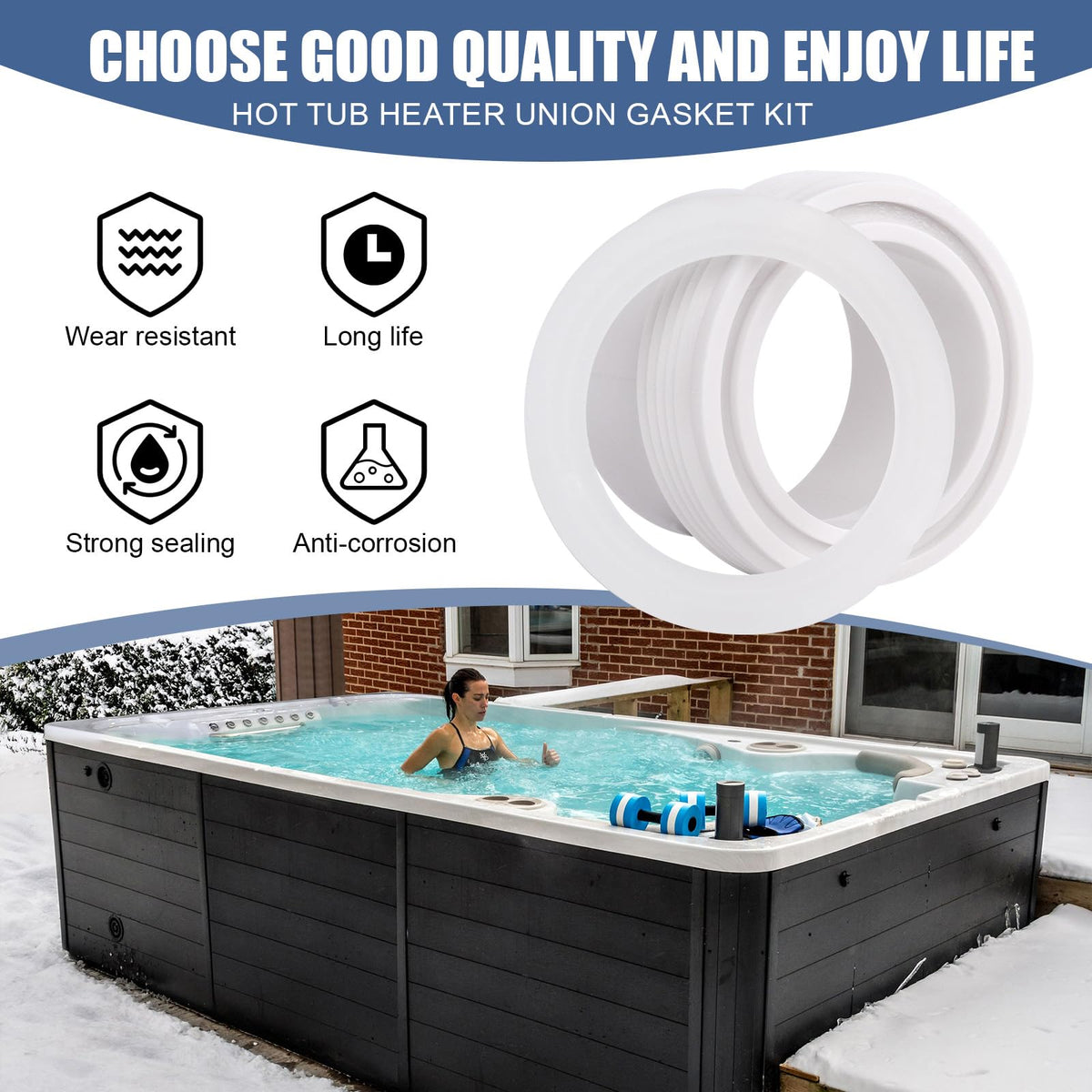 AFZZ heater union assembly with gasket supports quick, dependable spa connections.