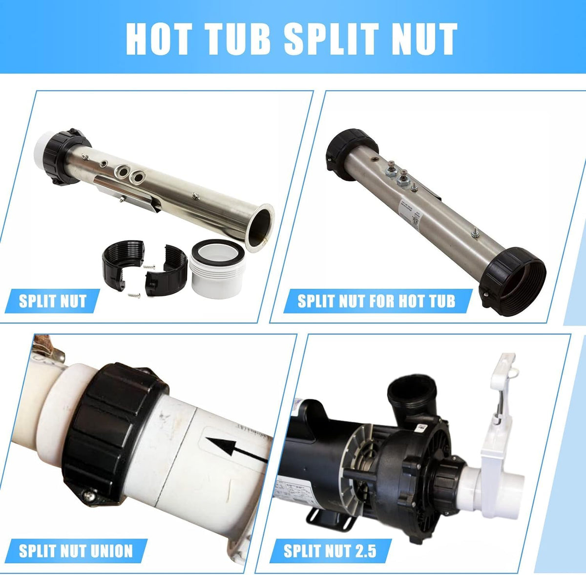 AFZZ split nut with screws ready to install on spa heater.