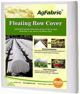 Agfabric frost cover on plants demonstrates 10x12 protection and seasonal frost shielding.
