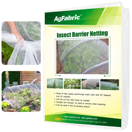 Agfabric garden netting rolled over vegetables to deter pests while allowing airflow