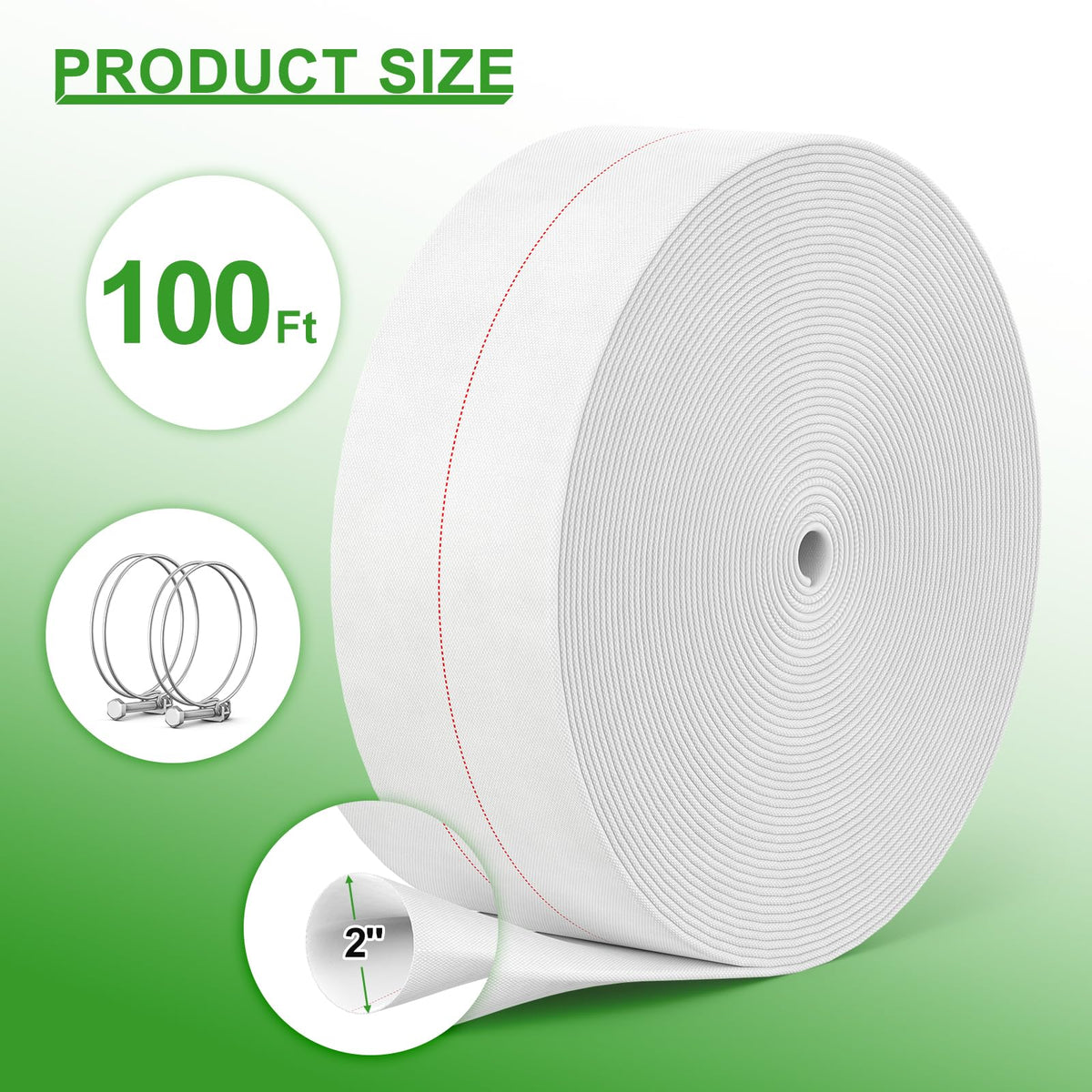 AGHITG backwash hose 2in 100ft with clear white exterior for quick identification.