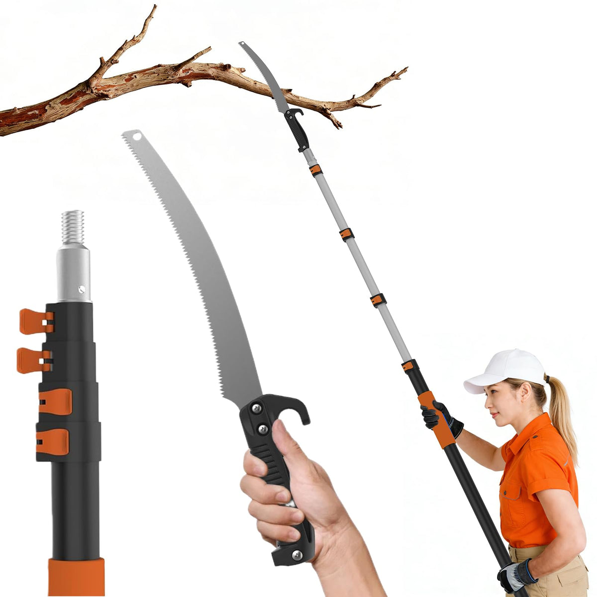 AgiiMan 26FT pole saw extended reach for pruning tall branches safely