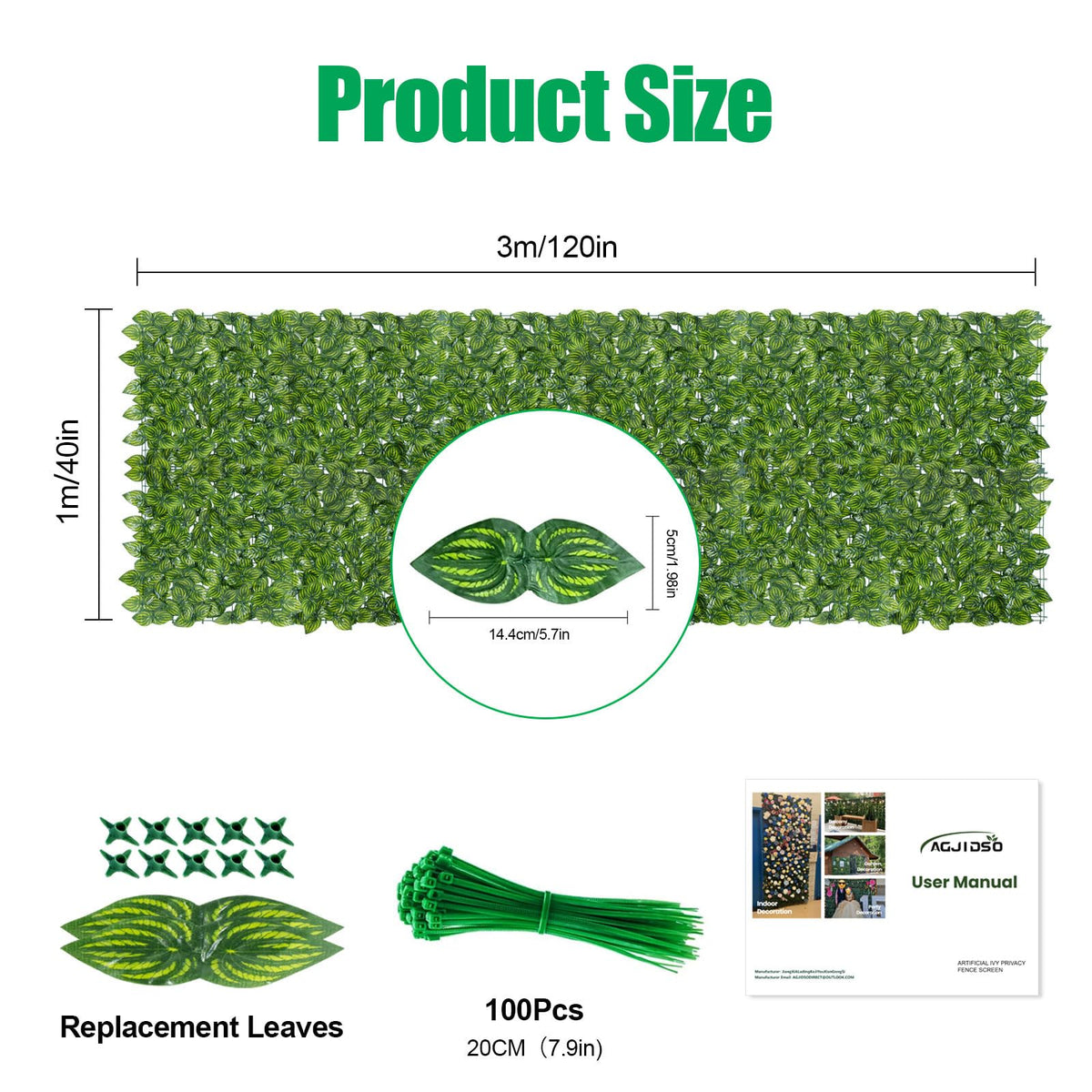 AGJIDSO UV-resistant ivy fence maintains color outdoors