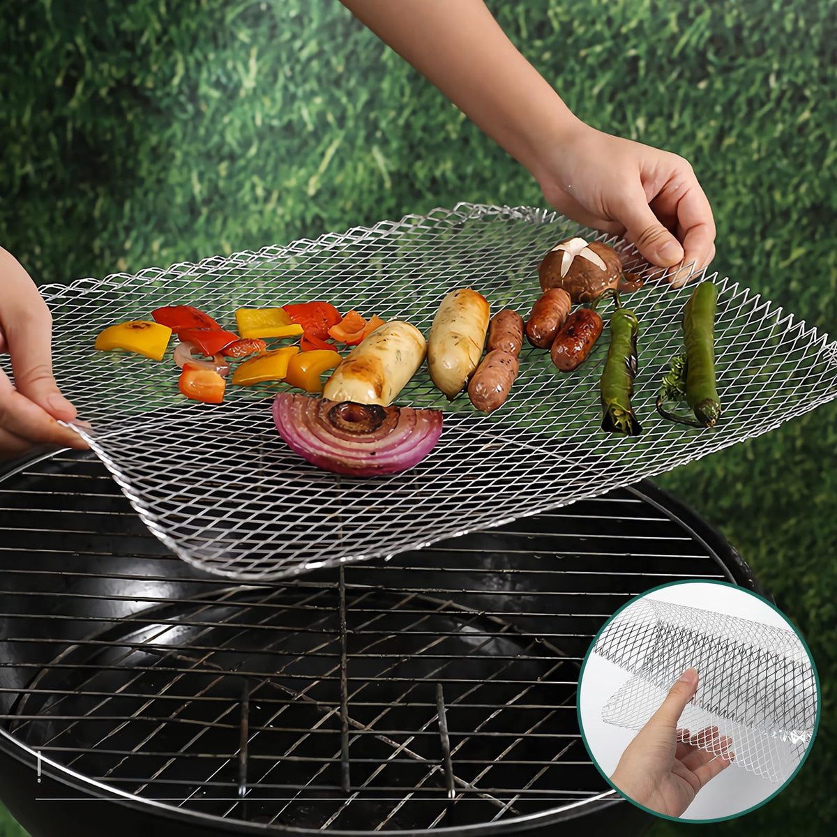 Aglehome outdoor grilling session with topper simplifies cleanup afterward.